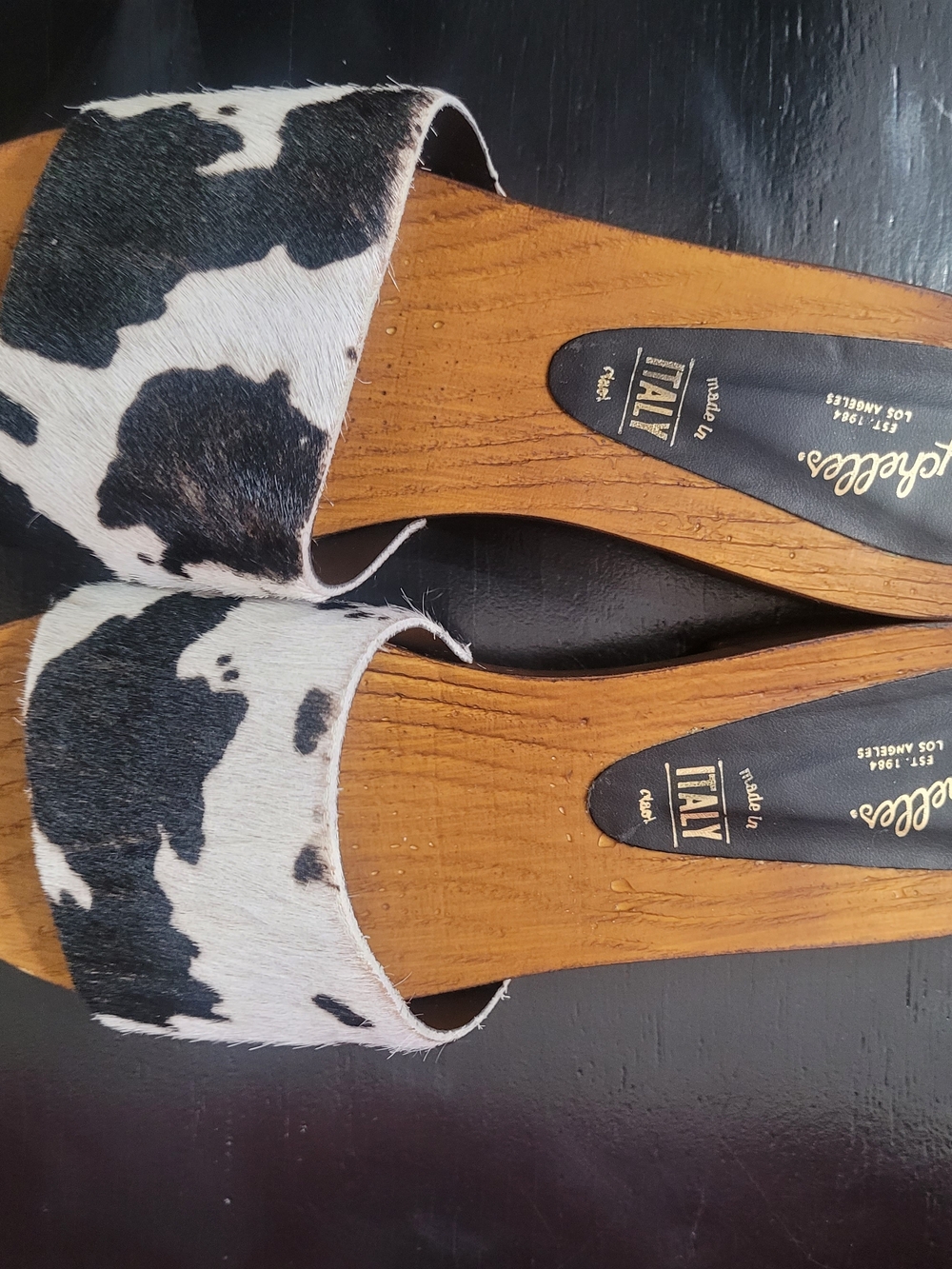 Seychelles Cow Print Wooden Clogs 6.5